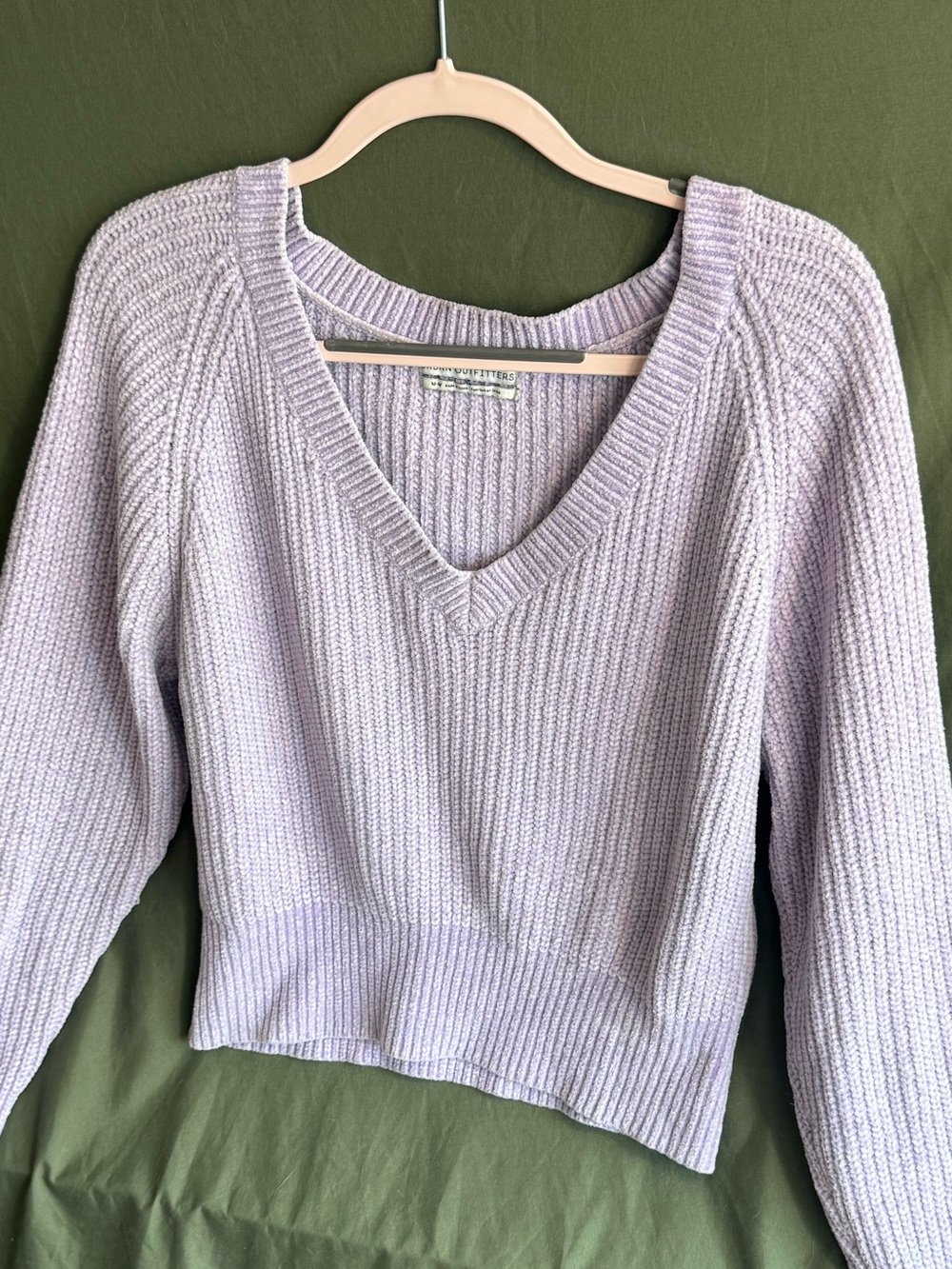 Urban Outfitters Lavender Ribbed V-Neck Sweater